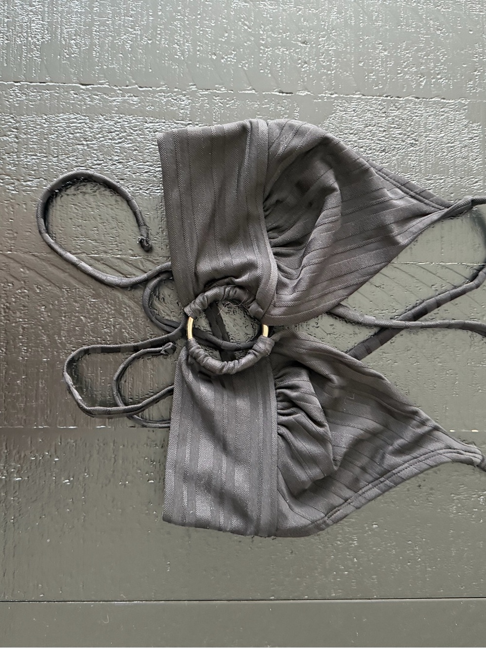 Women’s Charcoal Ring-Detail Bralette swim Top